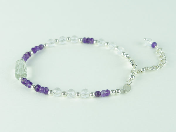 On a Roll Bracelet - Green Amethyst, Amethyst, Quartz with Sterling Silver