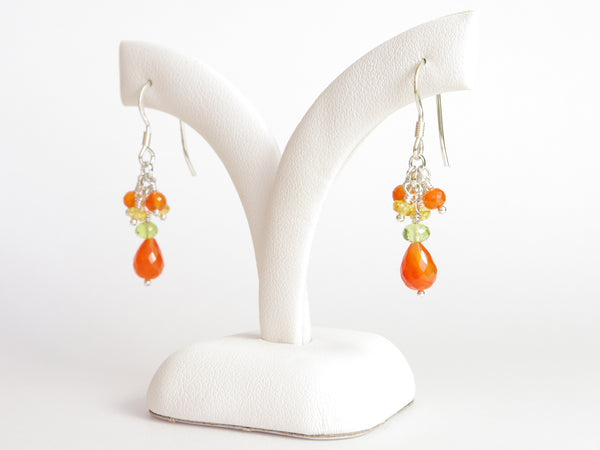 Orange Blossom Earrings - Exclusive & Handmade with Carnelian, Peridot & Yellow Sapphire