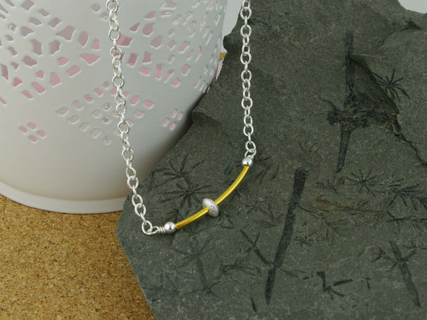 Fidget Necklace - Sterling Silver - Oval Stardust Bead