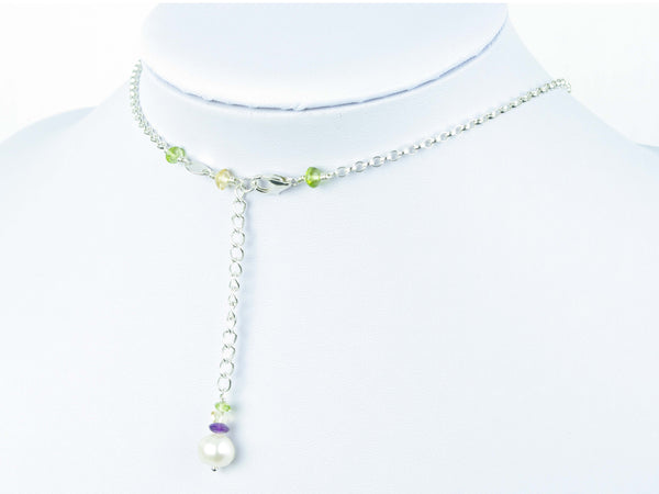 Pearl Dream Necklace - Freshwater Pearls, Amethyst, Citrine, Peridot on Sterling Silver