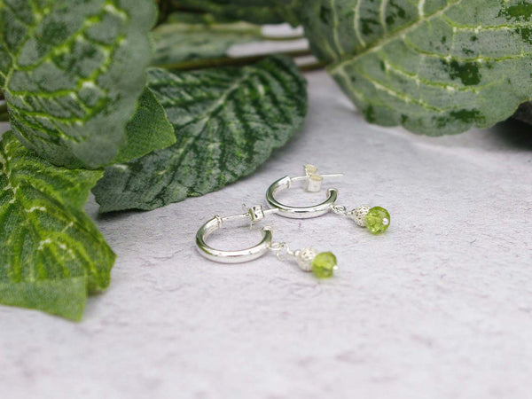 Peridot Half Hoop Earrings - Peridot with Sterling Silver