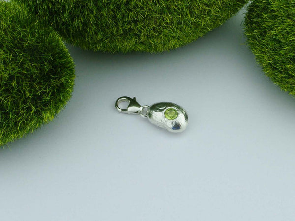 Peridot Solid Sterling Silver Precious Pebble Charm