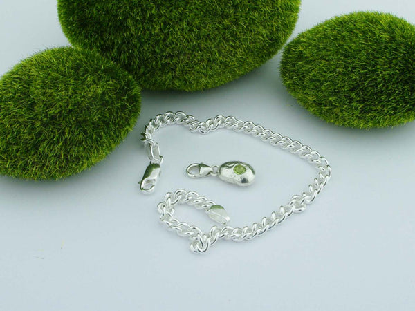 Peridot Solid Sterling Precious Pebble Charm
