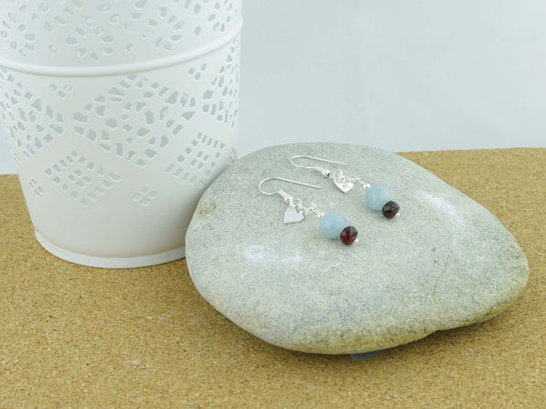 Petite Heart Aquamarine Sterling Silver Earrings from Jewellery by Linda