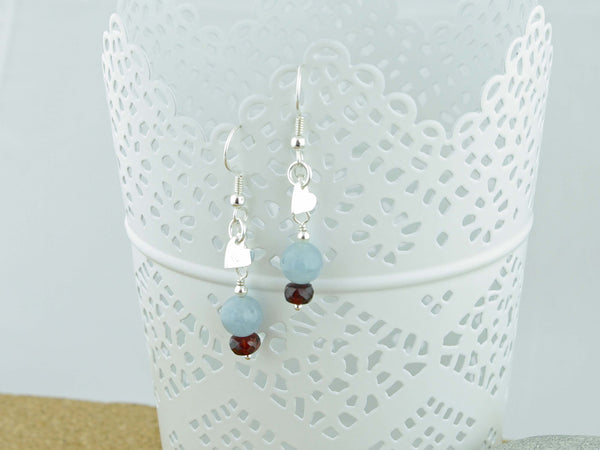 Petite Heart Aquamarine Jewellery by Linda Sterling Earrings