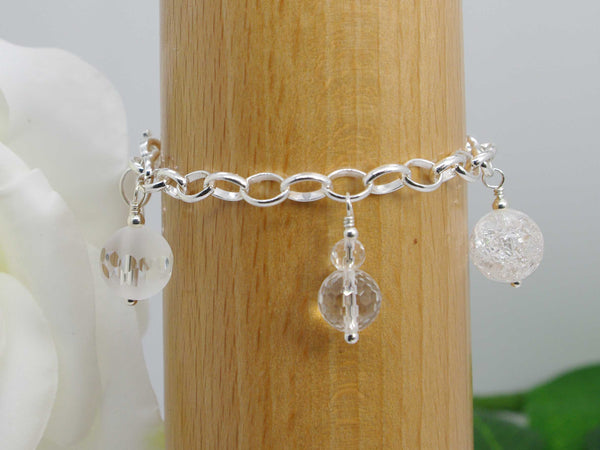 Rounds of Quartz Sterling Silver Charm Style Bracelet