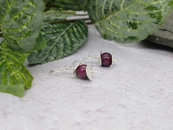 Ruby Discs Earrings - Ruby with Sterling Silver