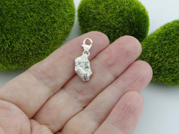 Swiss Blue Topaz Solid Sterling Silver Precious Pebble Charm reverse