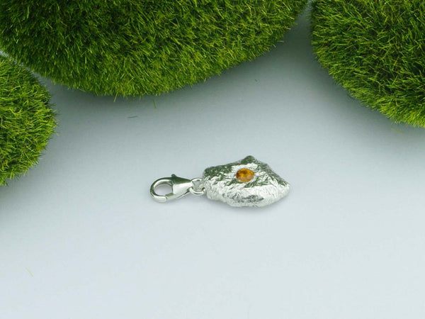 Yellow Sapphire Solid Silver Precious Pebble Charm