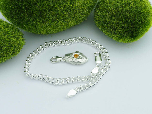 Yellow Sapphire Solid Sterling Precious Pebble Charm