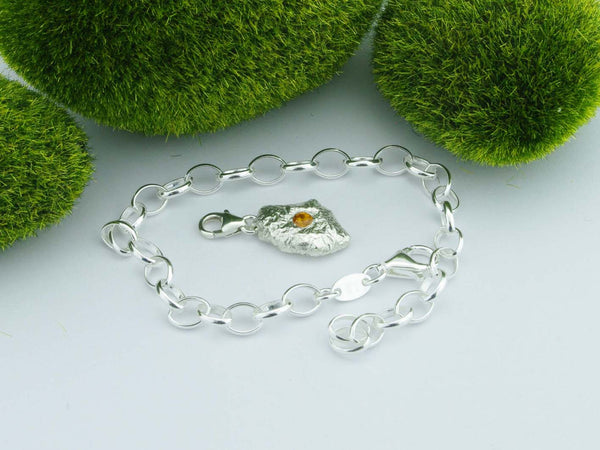 Yellow Sapphire Solid Sterling Silver Pebble Charm