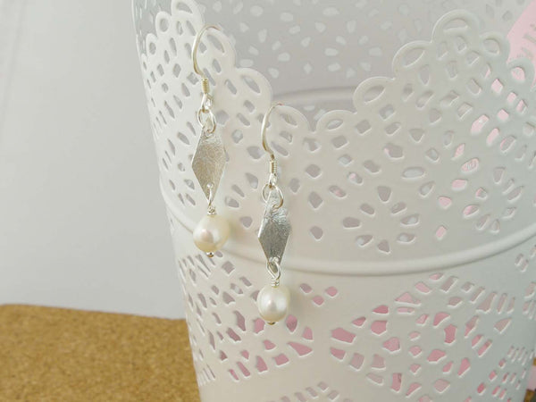 Silver Charm & Pearl Earrings - Cultured Pearl Sterling with Silver Earrings from Jewellery by Linda