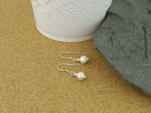 Simply Pearl Earrings - Cultured Pearl Sterling Silver Earrings at Jewellery by Linda