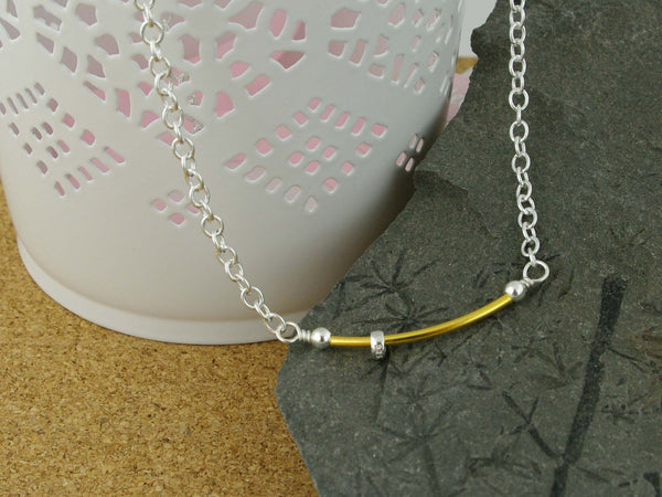 Fidget Necklace - Sterling Silver - Polished Petite Silver Ring