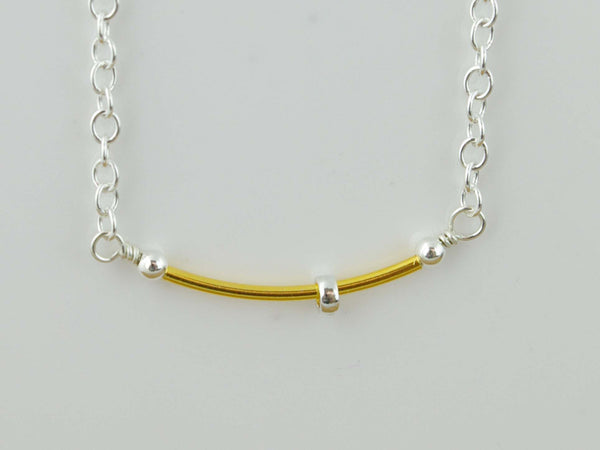 Fidget Necklace - Sterling Silver with Polished Petite Silver Ring