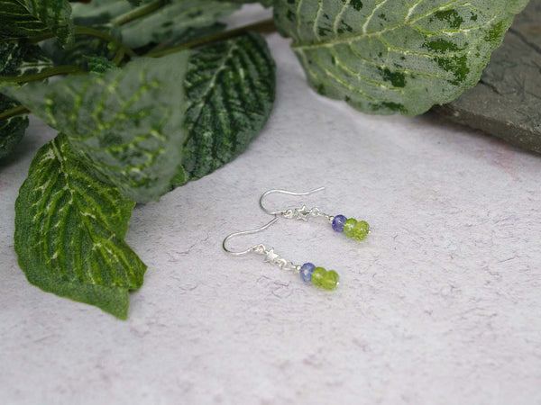 Star Peridot Earrings - Peridot, Tanzanite and Sterling Silver
