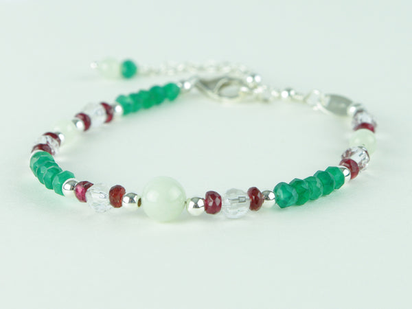 Virtue Bracelet - Jadeite, Red Spinel, Green Onyx & Sterling Silver
