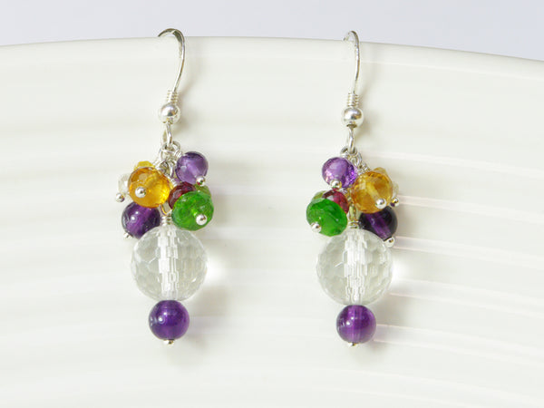 Dew Earrings - Exclusive & Handmade with Yellow Sapphire, Diopside & Amethyst
