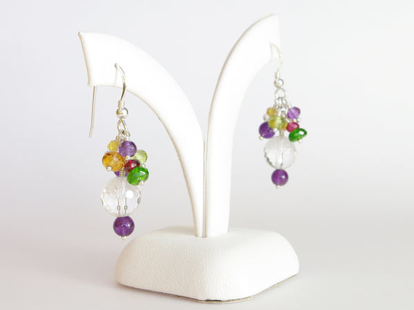 Dew Earrings - Exclusive & Handmade with Yellow Sapphire, Diopside & Amethyst