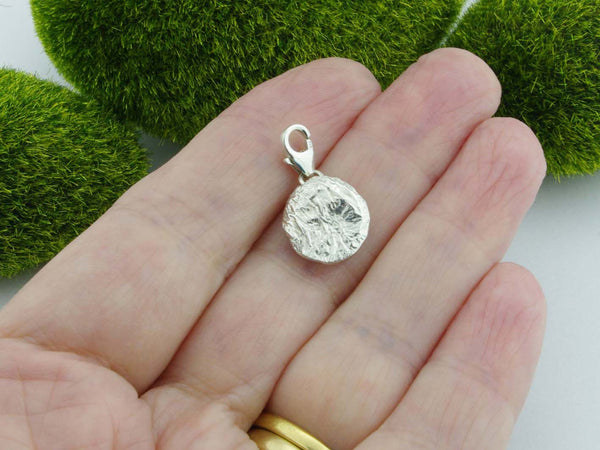 Amethyst Solid Sterling Silver Precious Pebble Charm reverse