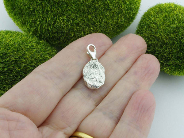 Rose de France Amethyst Solid Sterling Silver Precious Pebble Charm reverse
