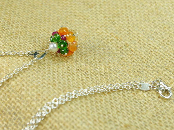 Aphrodite Necklace - Unique Handmade Sterling Silver Heart With Natural Ruby & Diopside