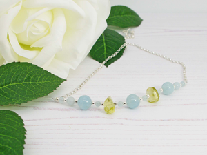 Jewellery by Linda Aquamarine Dream Necklace - Aquamarine and Lemon Quartz on Sterling Silver