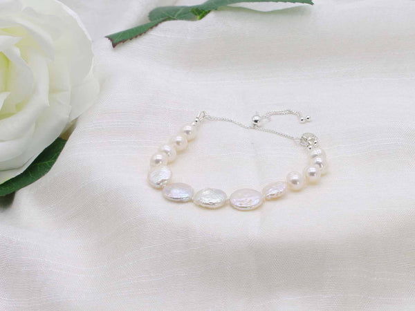 Coin Couture Pearl Adjustable Sterling Silver Bracelet from Jewellery by Linda