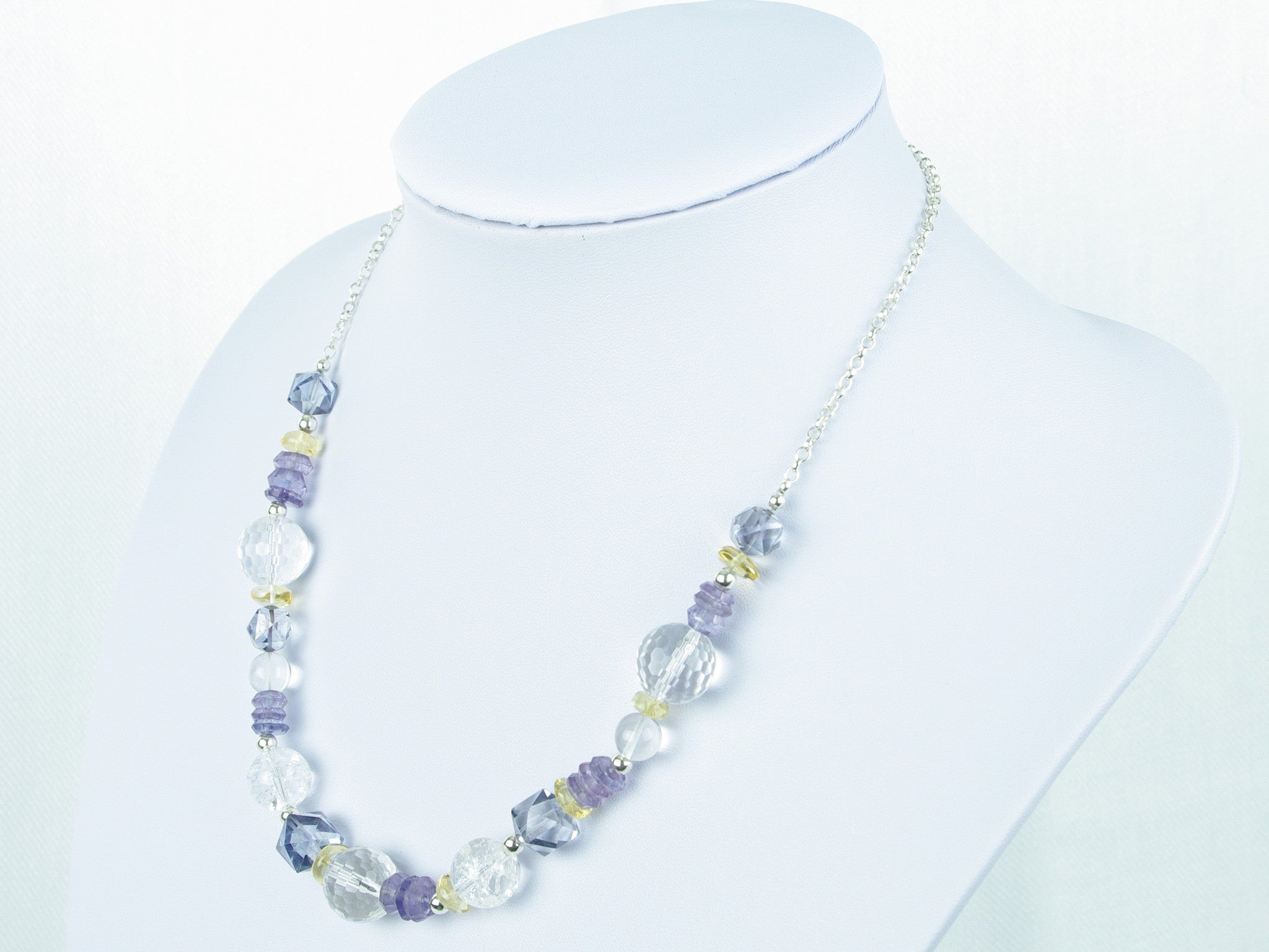 Blue Heaven necklace - quartz, citrine, sterling silver