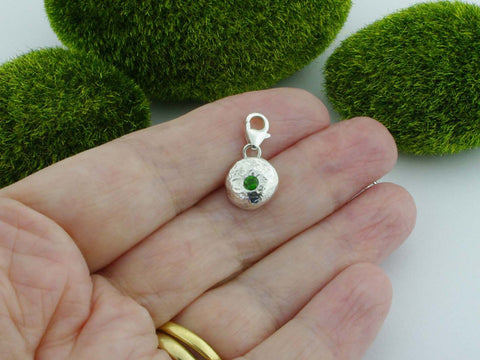 Russian Diopside Solid Sterling Silver Precious Pebble Charm