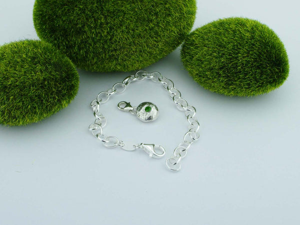 Russian Diopside Solid Sterling Silver Pebble Charm