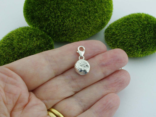 Russian Diopside Solid Sterling Silver Precious Pebble Charm reverse