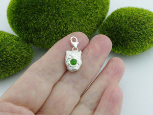 Russian Chrome Diopside Solid Sterling Silver Precious Pebble Charm