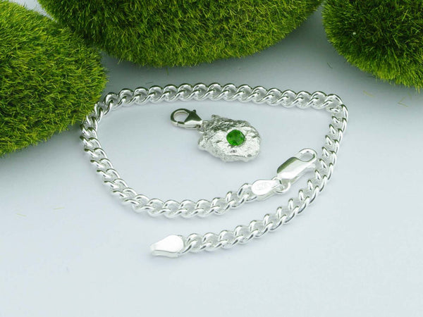 Russian Chrome Diopside Solid Sterling Precious Pebble Charm