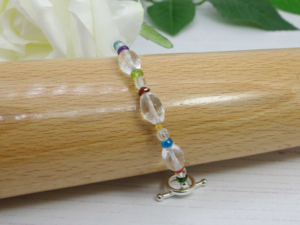 Circus Multi Gemstone Sterling Silver Bracelet with Toggle Clasp