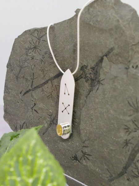 Citrine Oval gemstone Runic Sterling Silver Necklace