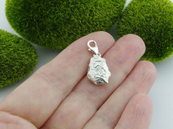 Fire Opal Solid Sterling Silver Precious Pebble Charm reverse