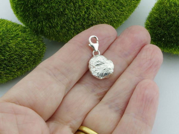 Fire Opal 2 Solid Sterling Silver Precious Pebble Charm reverse