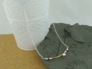 Fidget Necklace - Sterling Silver - Having a Ball - Pearl, Ruby. Jewellery by Linda