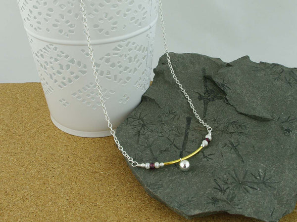 Fidget Necklace - Sterling Silver - Having a Ball - Pearl, Ruby from Jewellery by Linda