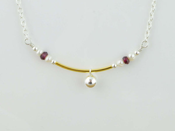 Fidget Necklace - Having a Ball - Pearl, Ruby, Sterling Silver at  Jewellery by Linda