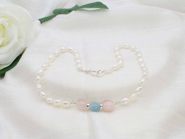 Pastel Beryl Knotted Pearl Necklace