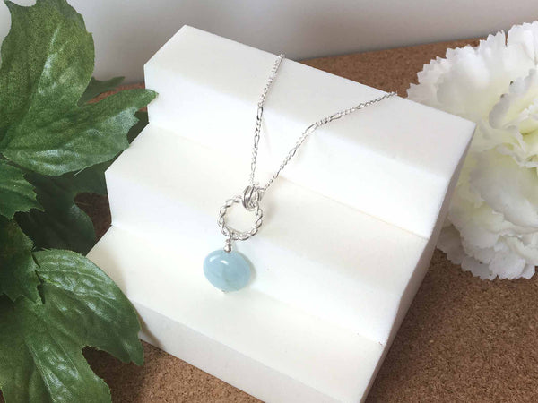 Aquamarine Sterling Silver Necklace with Mobius Detail from Jewellery by Linda