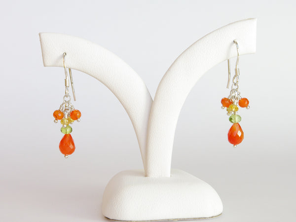 Orange Blossom Earrings - Exclusive & Handmade with Carnelian, Peridot & Yellow Sapphire