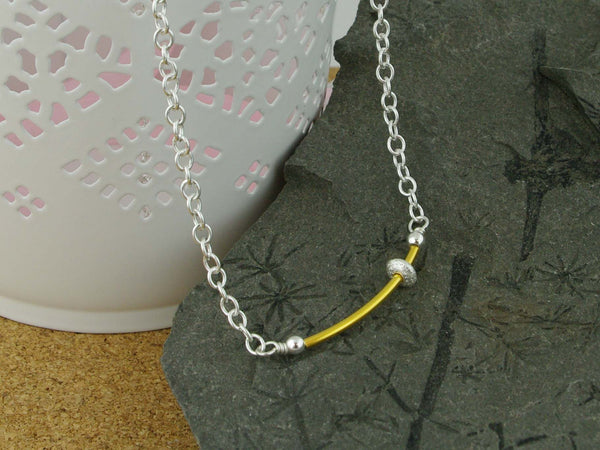 Fidget Necklace - Sterling Silver - Oval Stardust Bead on Tube