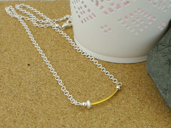 Fidget Necklace - Sterling Silver with Oval Stardust Bead