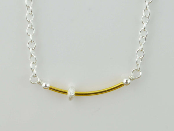 Fidget Necklace - Sterling Silver with Stardust Oval Bead