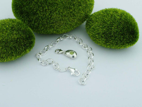 Peridot Solid Sterling Silver Pebble Charm