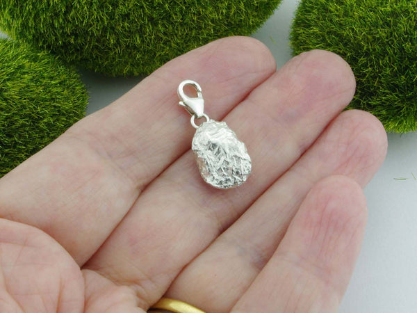 Changbai Peridot Solid Sterling Silver Precious Pebble Charm reverse