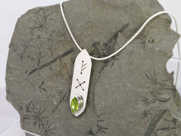 Peridot Marquise Runic Sterling Silver Necklace
